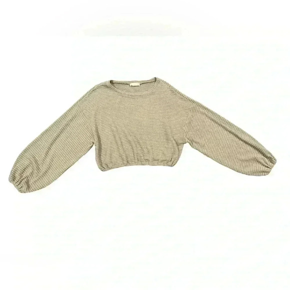 BUNDLE! Set of 2 Alter’d State Waffle Knit Cropped Balloon Sleeve Sweaters SizeS - Picture 4 of 6